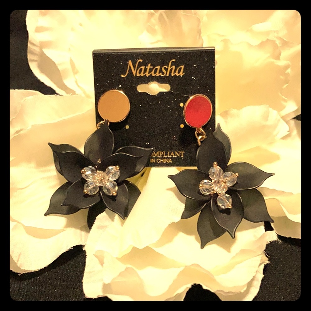 Black Flower Earrings